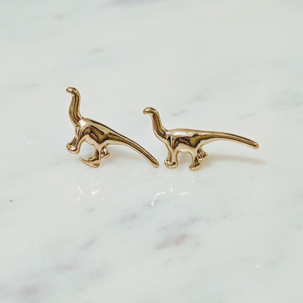 Dinosaur gold stud post earring 3 pairs! 🦕 - Picture 2 of 6